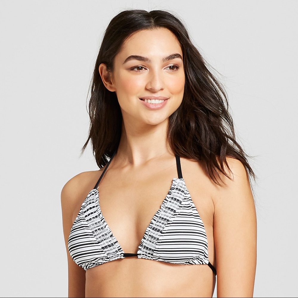 Mossimo Striped Smocked Triangle Bikini Top
